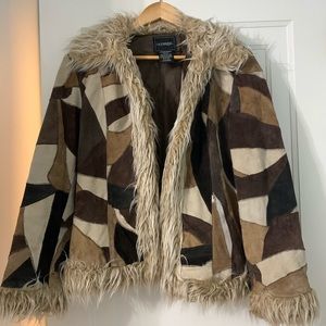 Retro suede patchwork jacket